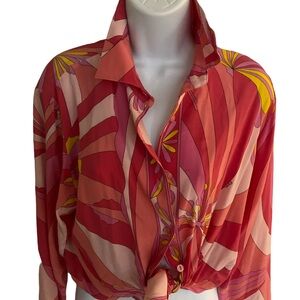 Women's Coral & Pink Printed Button-Down Shirt